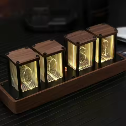 Nixie Tube Clock Colorful LED Digital table Clock USB Powered Alarm Clock Large Display Clock for Be