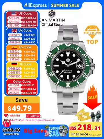 San Martin New 40mm Water Ghost Diver Watch Men Luxury NH35 PT5000 Automatic Mechanical Watch Sapphi