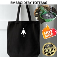 EMBROIDERY SULAM F-117 NIGHTHAWK FIGHTER JET SILHOUETTE LOGO TOTE BAG CANVAS BLACK