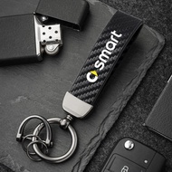 Car Carbon Fiber Style Keychain Microfiber Leather Key Chain For Smart EQ Fortwo Forfour 453 451 452