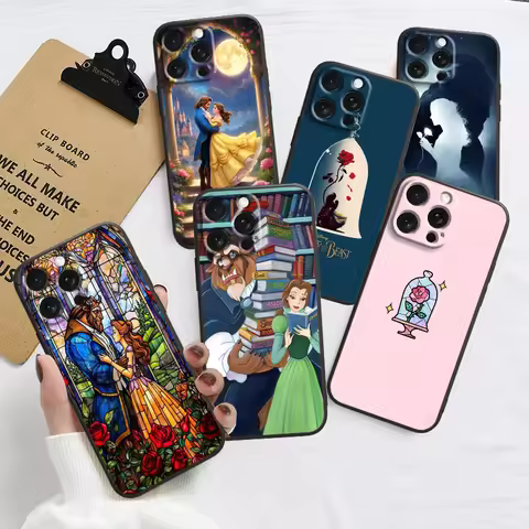 Beauty And The Beast Disney For iPhone 15 14 13 12 11 XS XR X 8 7 SE Pro Max Plus Mini Black Funda P