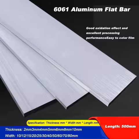 Thickness 5mm- 8mm  6061 Aluminium Flat Bar Plate Sheets Block  Length 500mm