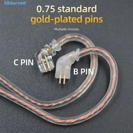 DARNELL KZ Earphones Cord 2Pin Cable B/C Pin For KZ ZEX 3.5mm Silver Plated Twisted Cable ZS10 Earph