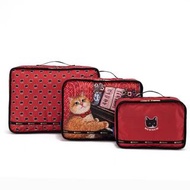 日本 LeSportsac X NEWNEW 牛牛的趣味世界 鋼琴家 旺仔 紅色帆布 行李 衣物 收納袋 套裝