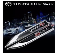 2PCS/SET 3D Metal Toyota Fender Body Emblem Logo Car Sticker Decals Accessories for Viso Rush Wigo Innova Avanza Corolla Fortuner Yaris Altis Revo Camry Hilux Seat Cover Mat 2018 Armrest Spoiler Headlight Air Filter Emblem Parts Keychain