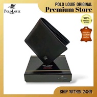 [Gift Box]Original Polo Louie Top Genuine Leather Premium Logo Trifold Short Men's Wallets Card Coin