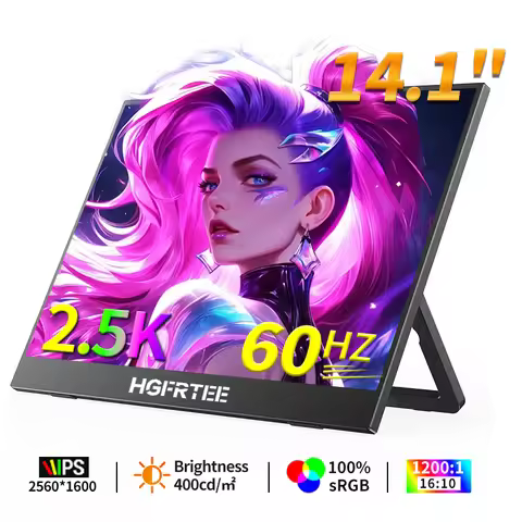HGFRTEE 2.5K 14.1 inch Portable Gaming Monitor 60Hz QHD IPS USB-C HDMI External Display for Laptop P