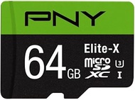 PNY Elite-X 64GB microSDXC Card with Adapter - UHS-I, U3 - up to 90MB/sec (P-SDU64U390EX-GE)