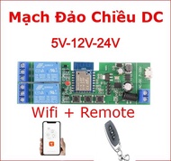 Công tắc đảo chiều Wifi Tuya 5V 12V 24V hỗ trợ Remote