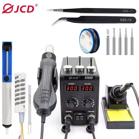 JCD BGA 2-in-1 Soldering station Hot air gun LCD Digital Display Adjustable temperature SMD IC Weldi