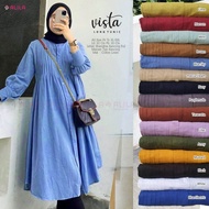 Vista Long Tunik Premium Linen Wanita Terbaru Kancing Aktif Ld 110 Lengan Panjang Casual Korean Styl