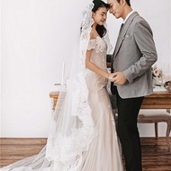 N3FTmh Luxury Lace Bridal Headpiece Large Ruffle U-Shaped Veil Photography Styling Hard Tulle Weddin