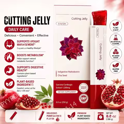 Pomegranate Flavored Wellness Jelly with Garcinia Cambogia Chia Seed Dietary Supplement 10 Sticks No