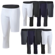 Men's One Leg Compression 3/4 Capri Tights Pants Athletic Running Gym 3XL Tights Basketball Leggings