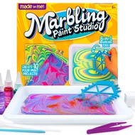 Made By Me Marbling Paint Studio, 25-Piece Marbling Kit for Kids, Make 10 Pour Paint Art Projects, D