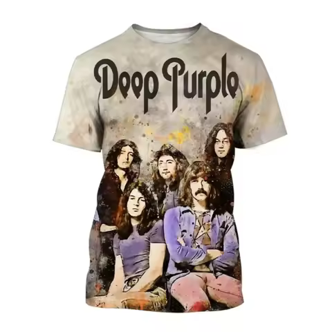 Summer Men Clothing Deep Purple Band Hard Rock Music 3D Print T-shirt Fashion Casual Oversized T Shi