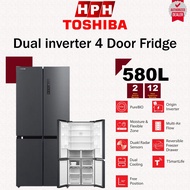 Toshiba 4 Door (580L / 530L) Fridge Refrigerator 4门冰箱 多门冰箱 Peti Sejuk Toshiba 4 Door Fridge 4 Pintu 