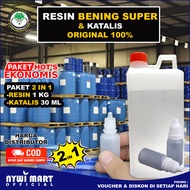 TERMURAH Resin Bening Super 1Kg Katalis 30ml / Mat fiber / Waterproofing / Bahan Kerajinan / Anti Bo