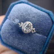 莫桑鑽戒指，橢圓形莫桑鑽銀戒指，1 克拉莫桑鑽