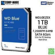 WD Blue 1TB Desktop Hard Drive SATA 6Gb/s 7200RPM 64MB Cache 3.5Inch - WD10EZEX (รับประกัน 3 ปี)