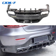 Carbon Fiber Rear Bumper Lip Diffuser with Exhaust Tips for Mercedes Benz GLC C253 coupe Sport GLC30