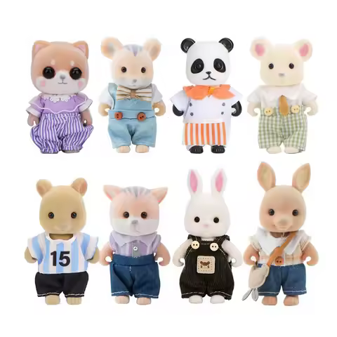 Cartoon Cute Flocking Small Animals Koala Panda Rabbit Mouse Series Town Dollhouse Accessories Child
