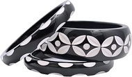 Pristine Afflatus - Handmade Set of 3 Resin Bangles in Moonless Night Black and White Colors for Wom