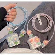 Princess Style Flower Charger Cover Set, Compatible with iPhone 18W/20W/30W Fast Charger, Cute Cable