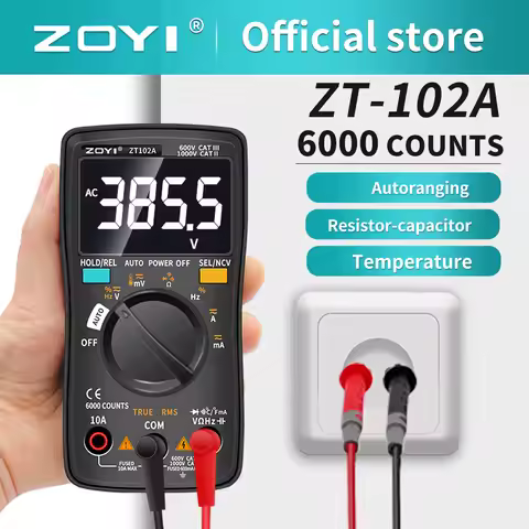 ZOYI Digital Multimeter ZT-98/100/101/102/102A Auto Ranging 6000 counts AC/DC Ammeter Voltmeter Ohm