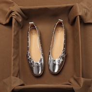 รองเท้าส้นแบนตัดต่ำสไตล์ดอกไม้ Fairy Style หนังแท้ Vintage ฤดูใบไม้ผลิ 2026