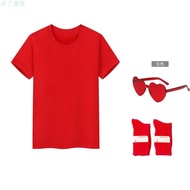Summer Clothing for BFF Candy Color T-shirt Student Pure Cotton Party Business Attire Loose round Ne