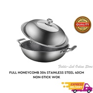 Full Honeycomb 304 stainless steel non-stick wok 双面双耳全满蜂窝304不锈钢不粘锅炒锅
