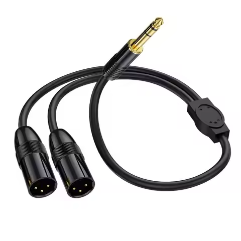 Y-Shaped 1/2 Metal Shell Gold-Plated 6.35mm Dual Channel to XLR 3P Male and Female Microphone Camera