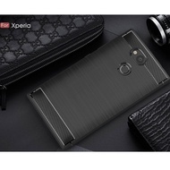 Carristo Sony Xperia XA2 Ultra Back Case Cover Carbon Fiber Brushed TPU Silicone Soft Casing Mobile 