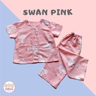 Premium quality children's pajamas with Swan Pink motif (can be a couple, mom and kids)