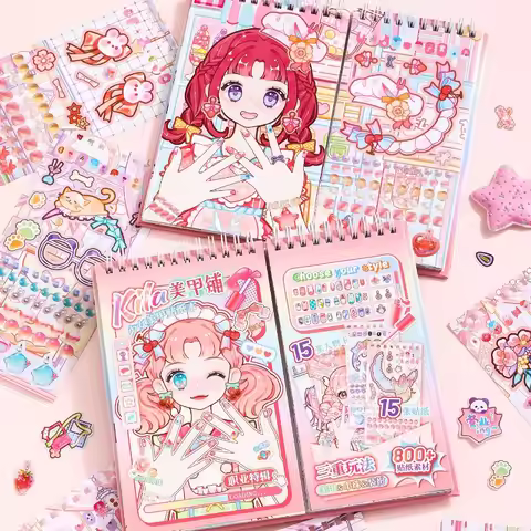 Nail Art Shop Paper Book Creative Girl Nail Art Handmade DIY Material Sticker Book Scene Makeup Book