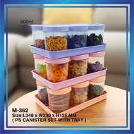 Acrylic 7Pcs Canister Set With Tray 800ml /Balang Bekas Kuih Raya/Food Storage Container