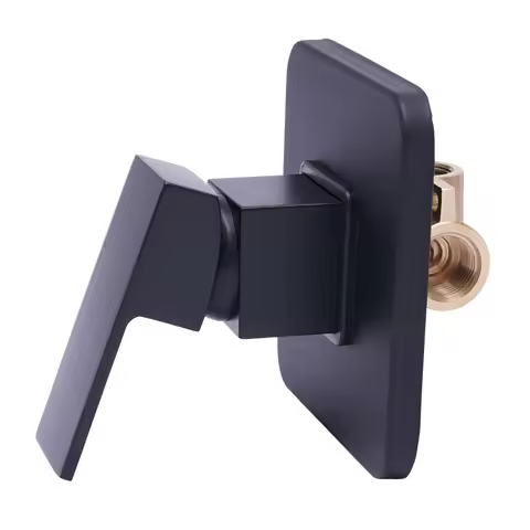 Single-function Shower Mixing Valve Wall Mount Black Shower Handle Valve Kit Chrome Plating Wrench T