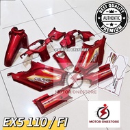 Ex5 dream110 / Fi cover set Merah with sticker Red ex5 dream110fi caver set siap strike "MOTOR ONEST