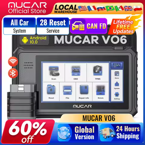 Global Version MUCAR VO6 OBD2 Scanner 32GB All Systems Diagnostic 28 Reset Auto VIN EPB/BMS/SAS/ABS