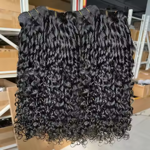 16A Double Weft Pixie Bouncy Curly Human Hair Bundles Burmese Curly Human Hair Bundles 3C 4A Unproce