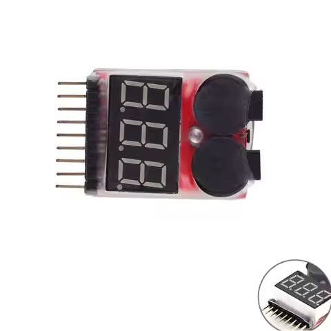 1/2pcs 2in1 1-8s Lipo Battery Voltage Tester,RC Low Voltage Buzzer Alarm,Battery Monitor Checker Tes