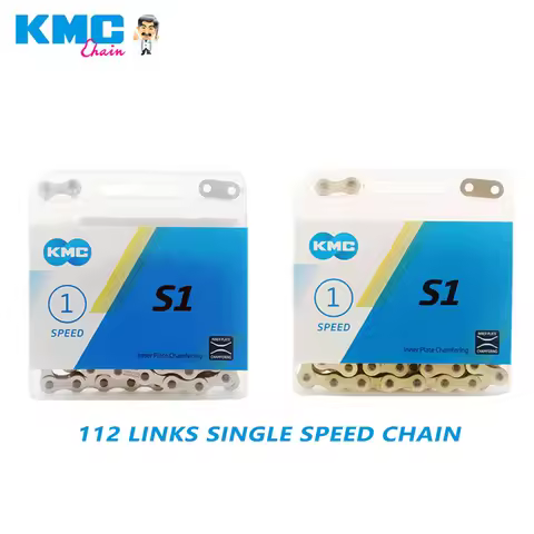 KMC S1 Chain Single Speed Chains Urban Leisure Bike Folding Bcycle chain 112 Links Boxed GOLDEN/SILV