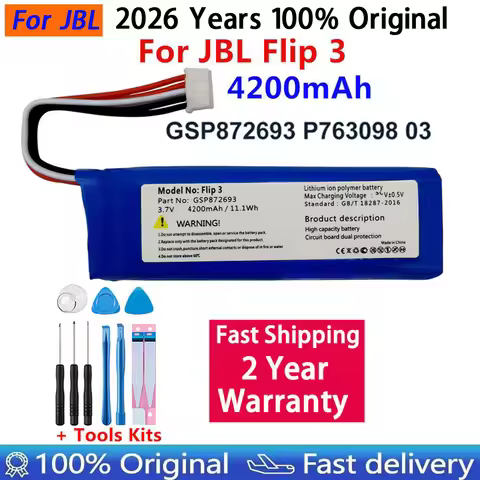 Top Original GSP872693 4200mAh Battery for JBL Flip 3 Flip3 GRAY Bluetooth Speaker Replacement Batte