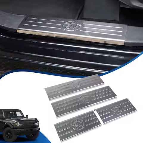 4X Stainless Steel Car Door Edge Guards Plate Sill Scuff Cover Door Sill Protectors for Ford Bronco 
