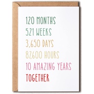 10Th Anniversary Card - Funny 10 Years Wedding Anniversary Cards - Tenth Anniversary Card For Him He