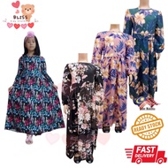 BLISS Budak Perempuan Baju Jubah muslimah Kanak kanak Maxi Long Sleeve Floral Music Jubah