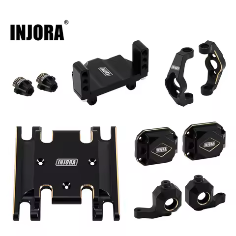 INJORA Black Brass Front Rear Diff Covers Steering Knuckles C Hubs Rear Axle Caps for 1/18 HPI Ventu