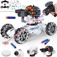 VNA 4 Head RC Tank Car Shoot Nerf (Foam) Bullet, Bubble, Spray, Kids Remote Control Car, Nerf Gun Tank Chase Light Run Control, LEDs Headlight, Music, Toys for 6-15 Years Old Boys Kids