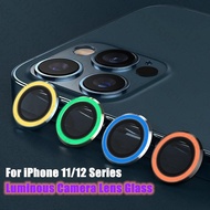 【cw】 Luminous Metal Ring Tempered Glass For iPhone 12 13 11 Pro Max Full Camera Lens Protector for iPhone 12Pro 12mini Protective Cap
